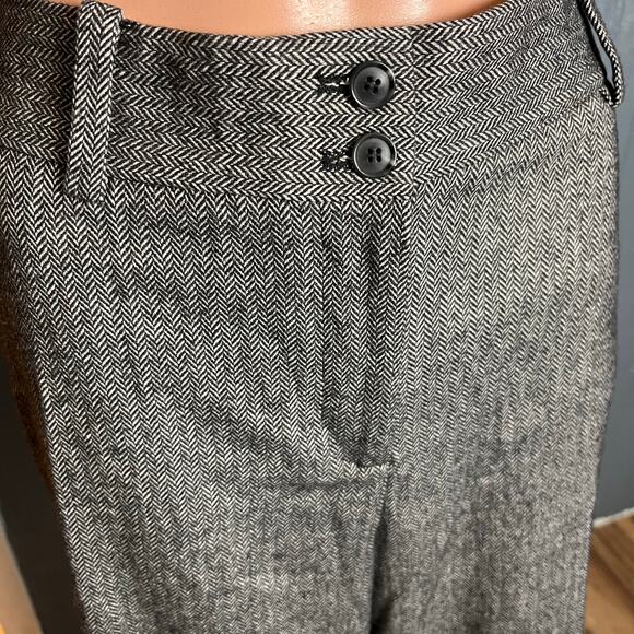 Talbots New With Tag Cropped Wide Leg Pants 12 Herringbone Wool Blend Preppy - Picture 3 of 7